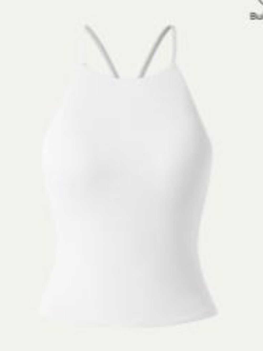 NWT OGL Eco-SkinKiss® Tie Back Bandless Crop Bra Tank Top, medium, white